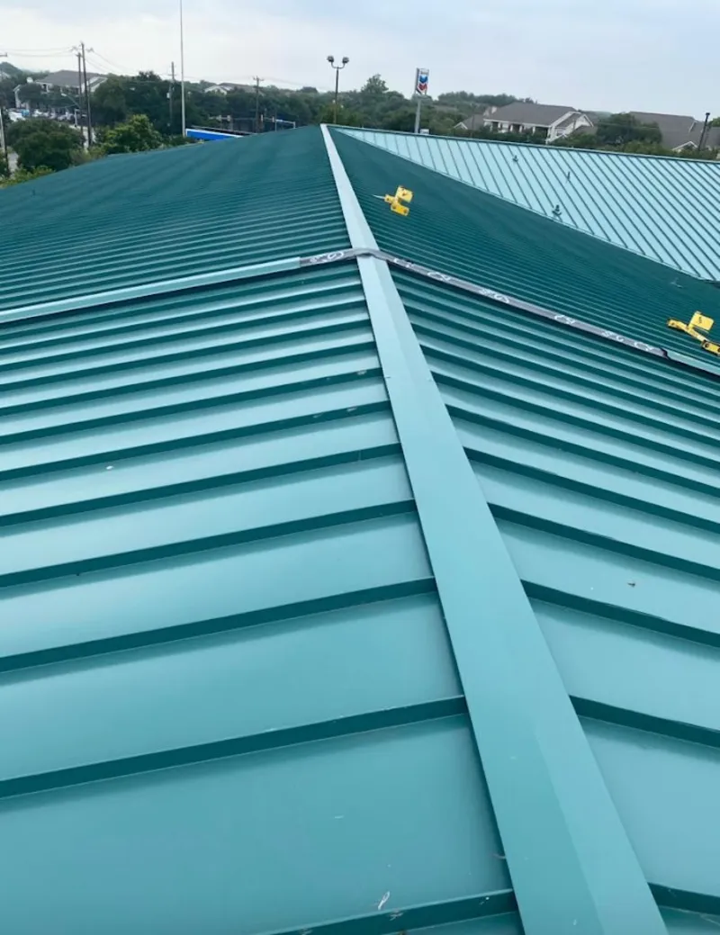 Green commercial metal roof ridge and valley for Metal Roof Repair in Tichigan